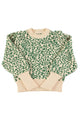Knitted soft sweater | Ecru & green w/ animal print