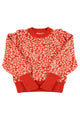 Knitted soft sweater | Red & ecru w/ animal print