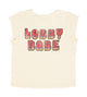 Short sleeve t-shirt w/ deep round neck | Ecru w/ "lobby babe" print