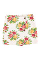 Short asymmetrical skirt  | Ecru w/ multicolor flowers