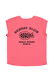 Short sleeve t-shirt w/ deep round neck | Pink w/ "Sunday slice"print