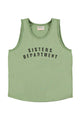 Sleeveless round neck top | Green w/ " Sisters Department" print