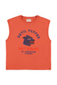 Sleeveless t-shirt w/ round neck | Terracotta w/ "datil pepper" print