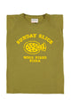 Sleeveless t-shirt w/ shoulder pads | Olive geen w/ "sunday slice" print