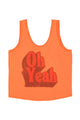 Sleeveless top w/ v-neck | Orange w/ "oh yeah" print