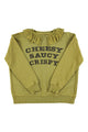 Sweatshirt w/ peter pan collar | Army green w/ "cheesy saucy crispy" print