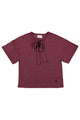 T-shirt w/ short sleeves | Aubergine linen