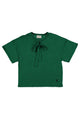 T-shirt w/ short sleeves | Green linen