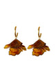 Hoop Earrings w/ Pendant Flower | Coffee