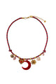 Cord Necklace w/ Multi Pendants | Red Moon