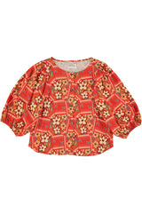 Blouse | Red w/ floral print