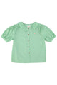 Blouse w/ collar| Green & ecru checkered