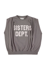 Fitted sleeveless t-shirt | Grey w/ "sisters dept" print