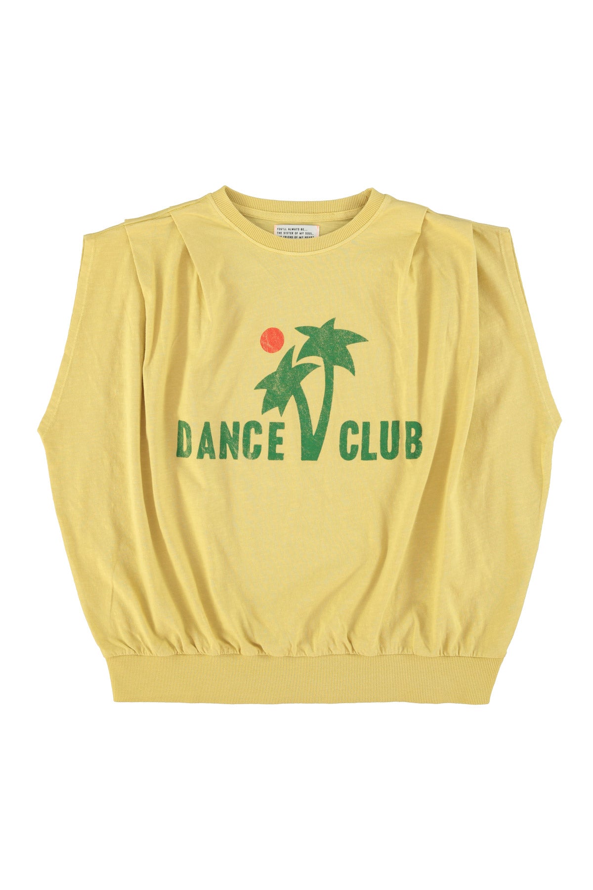 Fitted sleeveless t-shirt | Sand w/ "dance club" print