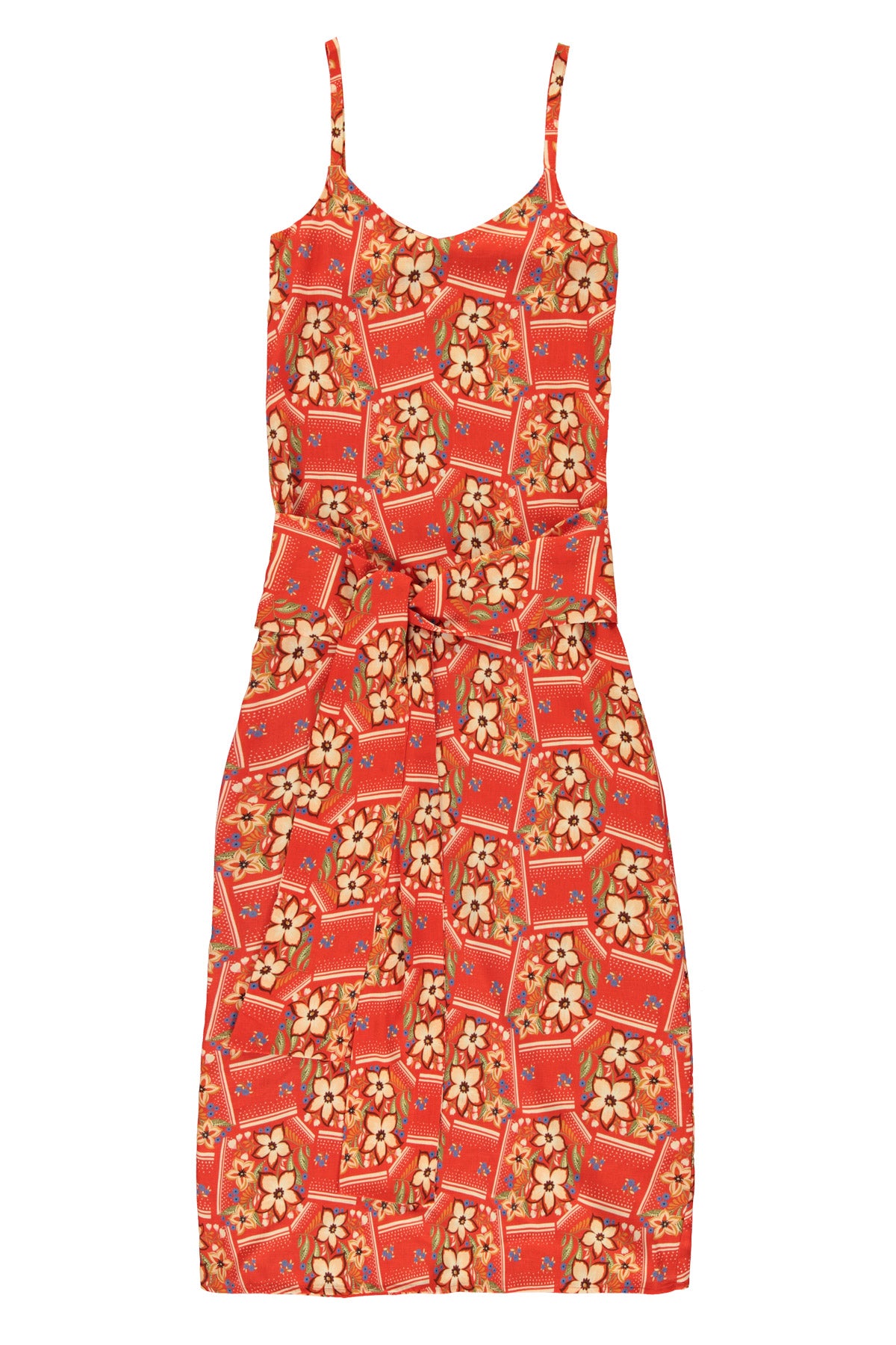 Long dress | Red w/ floral print