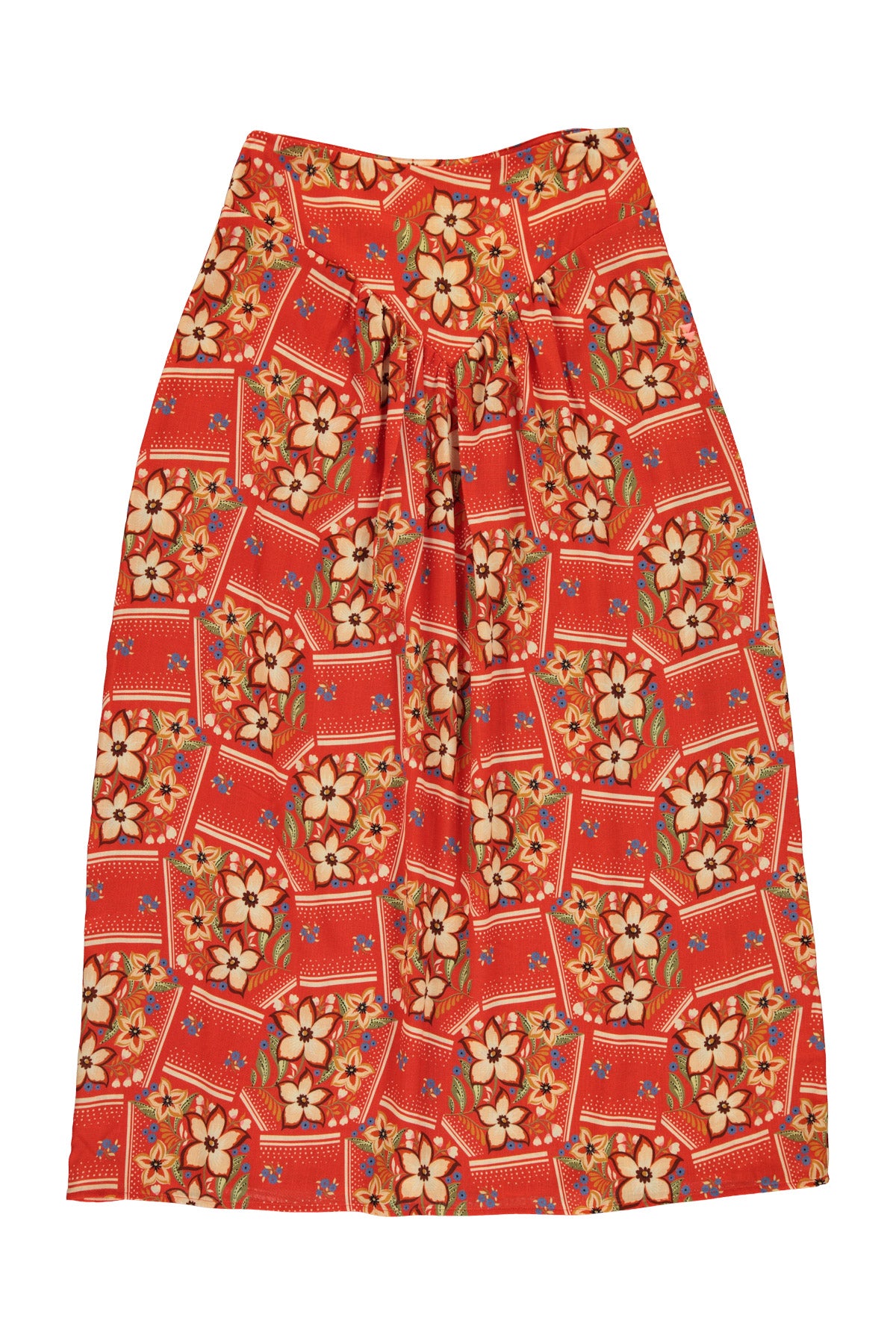 Long skirt | Red w/ floral print