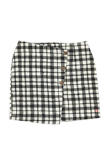 Short asymmetrical skirt  | Black & ecru squares