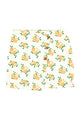 Short asymmetrical skirt  | Ecru w/ mustard flowers