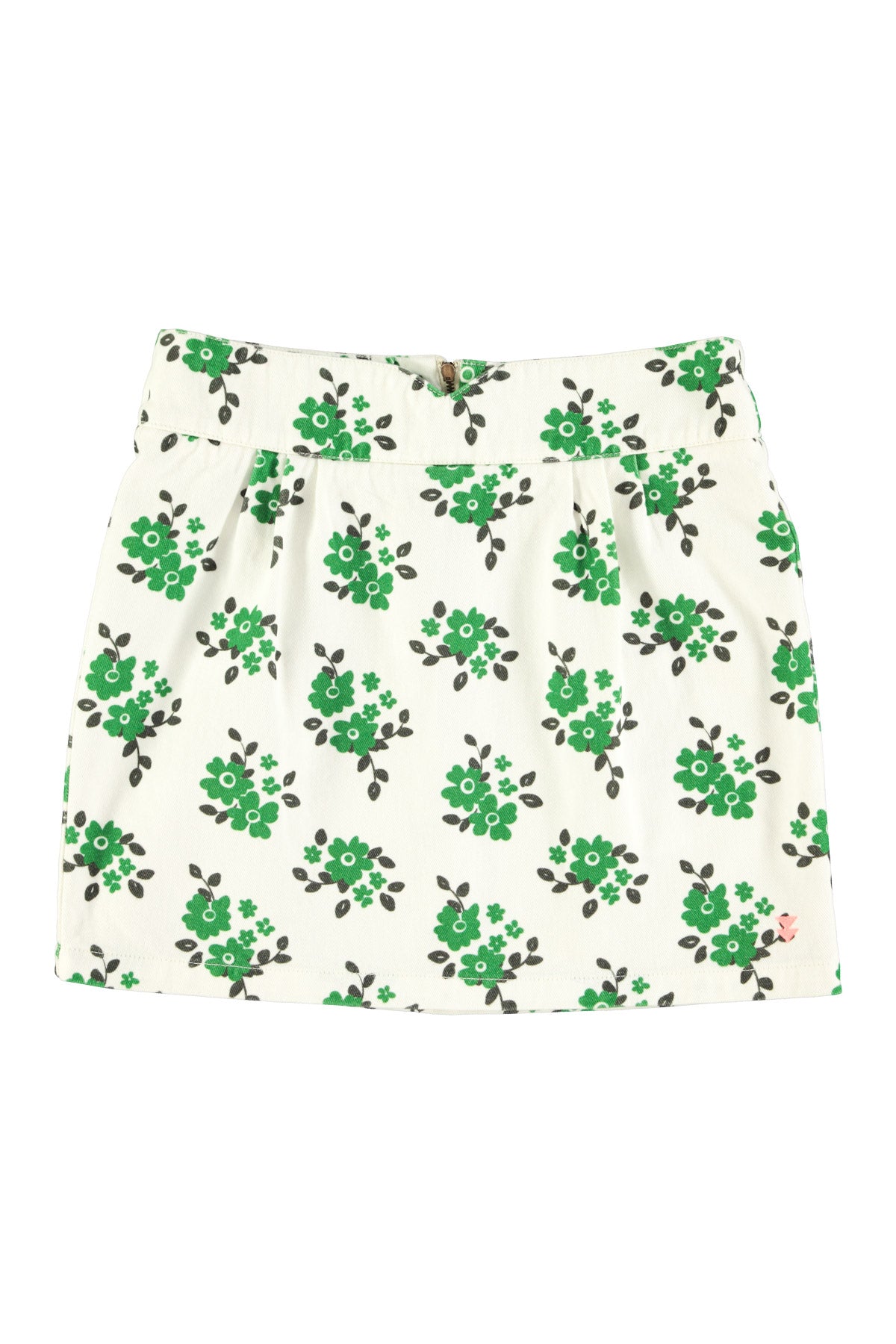 Short skirt | Ecru w/ green flowers