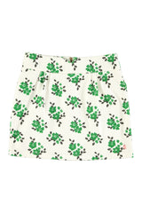 Short skirt | Ecru w/ green flowers