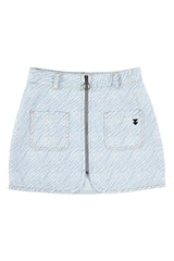 Short skirt | Light blue denim w/ zebra print