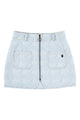 Short skirt | Light blue denim w/ zebra print