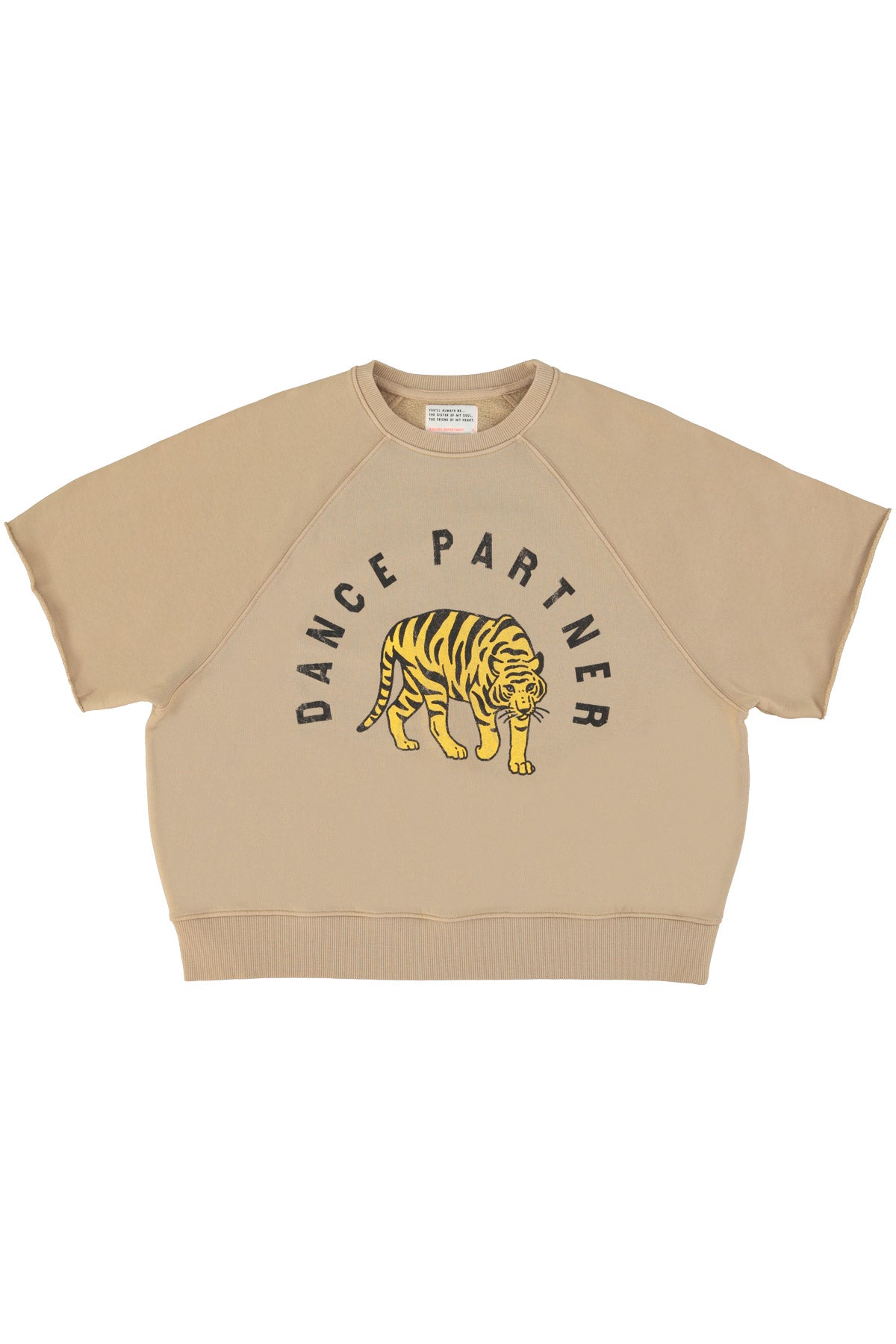 Short sleeve sweatshirt | Light brown w/  leopard print