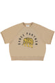 Short sleeve sweatshirt | Light brown w/  leopard print