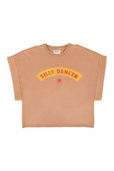 Short sleeve sweatshirt | Washed terracotta w/ "silly dancer" print