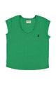 Short sleeve t-shirt w/ deep round neck | Green linen