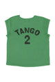 Short sleeve t-shirt w/ deep round neck | Green w/ "2 tango" print