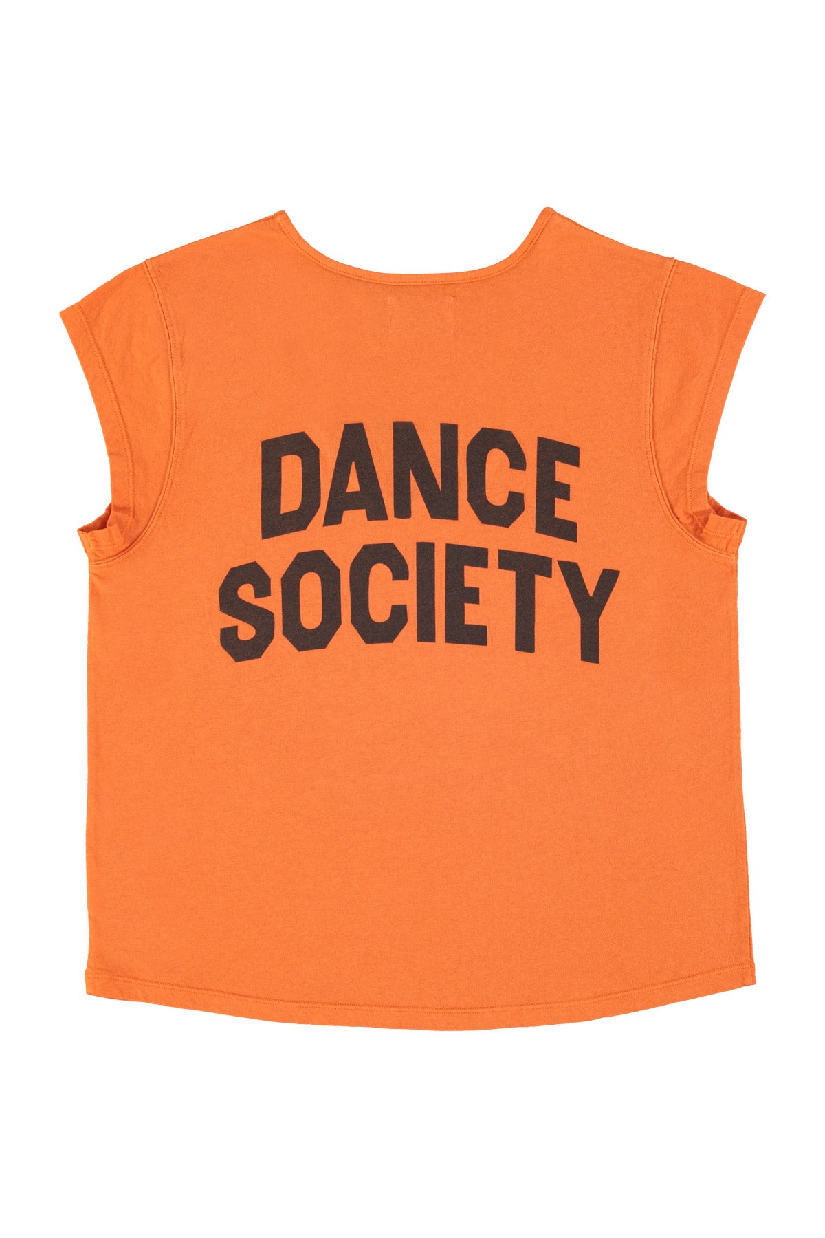 Short sleeve t-shirt w/ deep round neck | Orange w/ "dance society"
