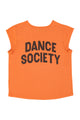 Short sleeve t-shirt w/ deep round neck | Orange w/ "dance society"