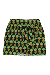 Short wrap skirt | Black w/ green flowers