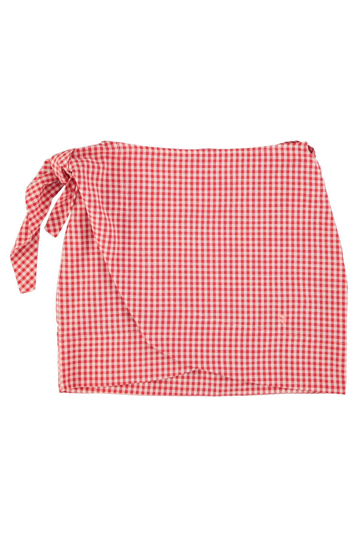 Short wrap skirt | Red & ecru checkered