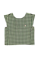 Sleeveless blouse | Black w/ ecru flowers