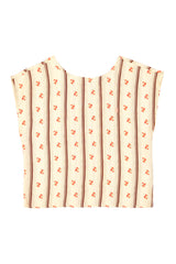 Sleeveless blouse | Ecru w/ vintage flowers