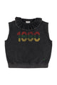 Sleeveless sweatshirt w/ collar | Washed black w/ "1980" print