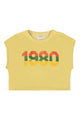 Sleeveless t-shirt/top w/ round neck | Sand w/ "1980" print