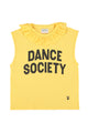 Sleeveless t-shirt w/ collar | Yellow w/ "dance society" print
