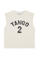 Sleeveless t-shirt w/ round neck | Ecru w/ "2 tango" print