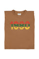 Sleeveless t-shirt w/ shoulder pads | Brown w/ "1980" print