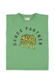Sleeveless t-shirt w/ shoulder pads | Green w/ leopard print