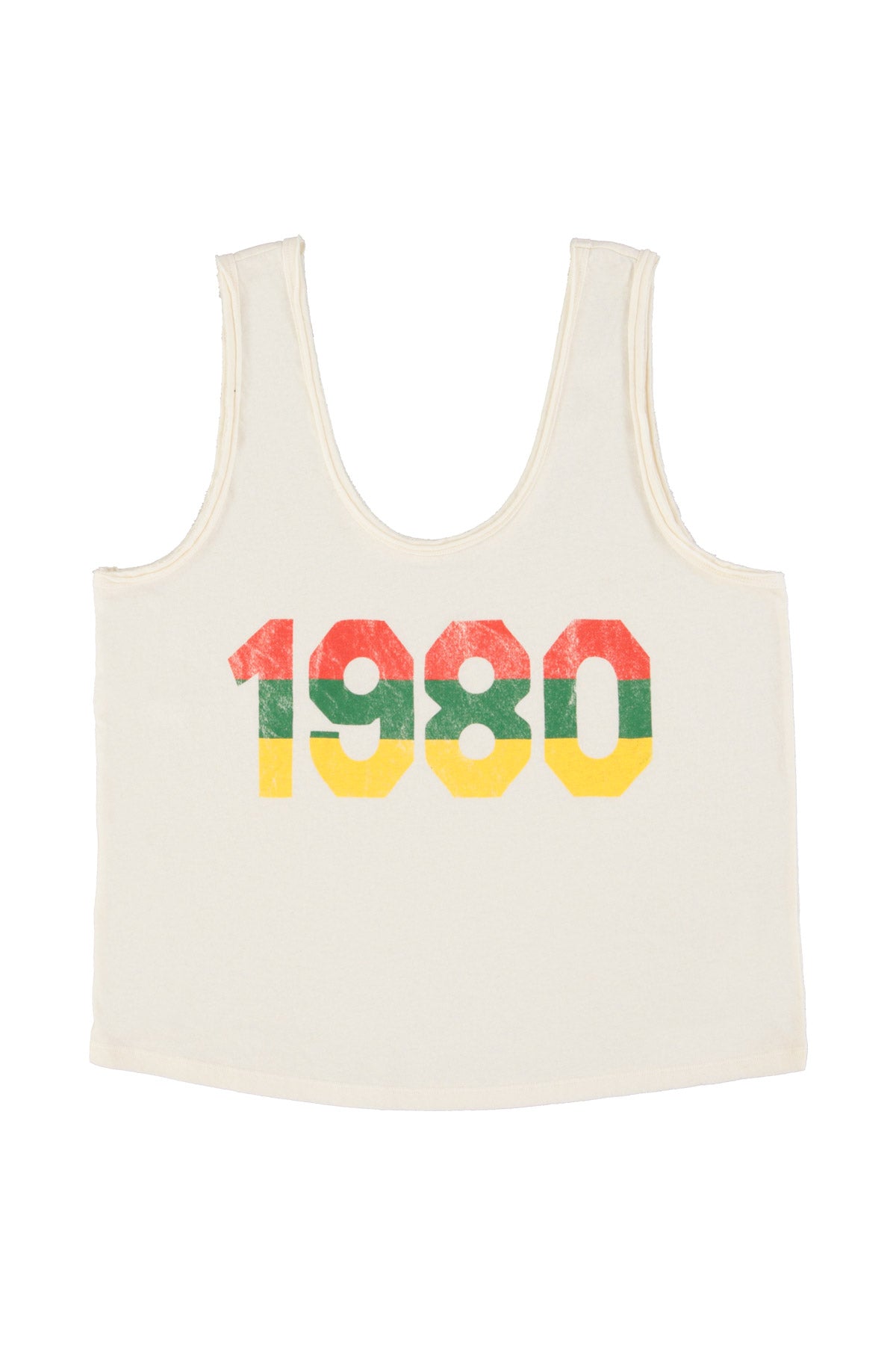Sleeveless top w/ v-neck | Ecru w/ "1980" print +