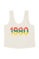 Sleeveless top w/ v-neck | Ecru w/ "1980" print +