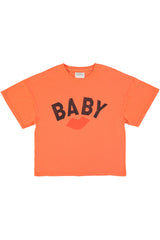 T-shirt w/ short sleeves | Orange w/ "baby" print