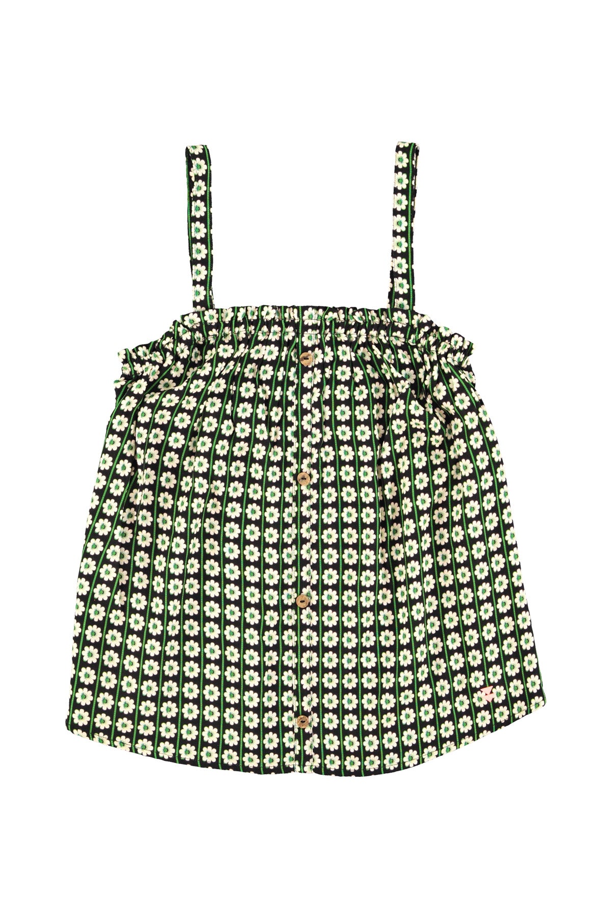 Top w/ straps | Black w/ ecru flowers