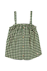 Top w/ straps | Black w/ ecru flowers