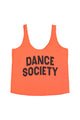 Top w/ v-neck | Orange w/ "dance society" print