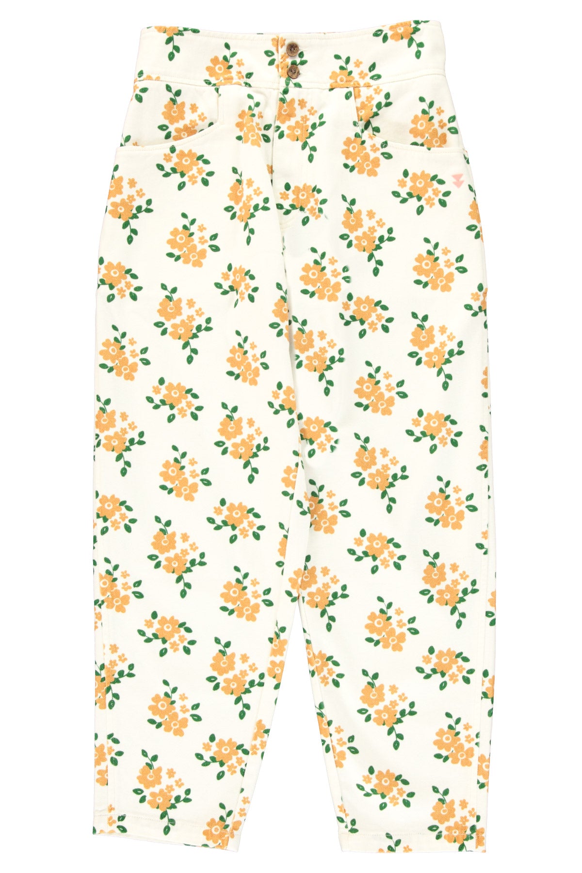 Trousers | Ecru w/ mustard flowers